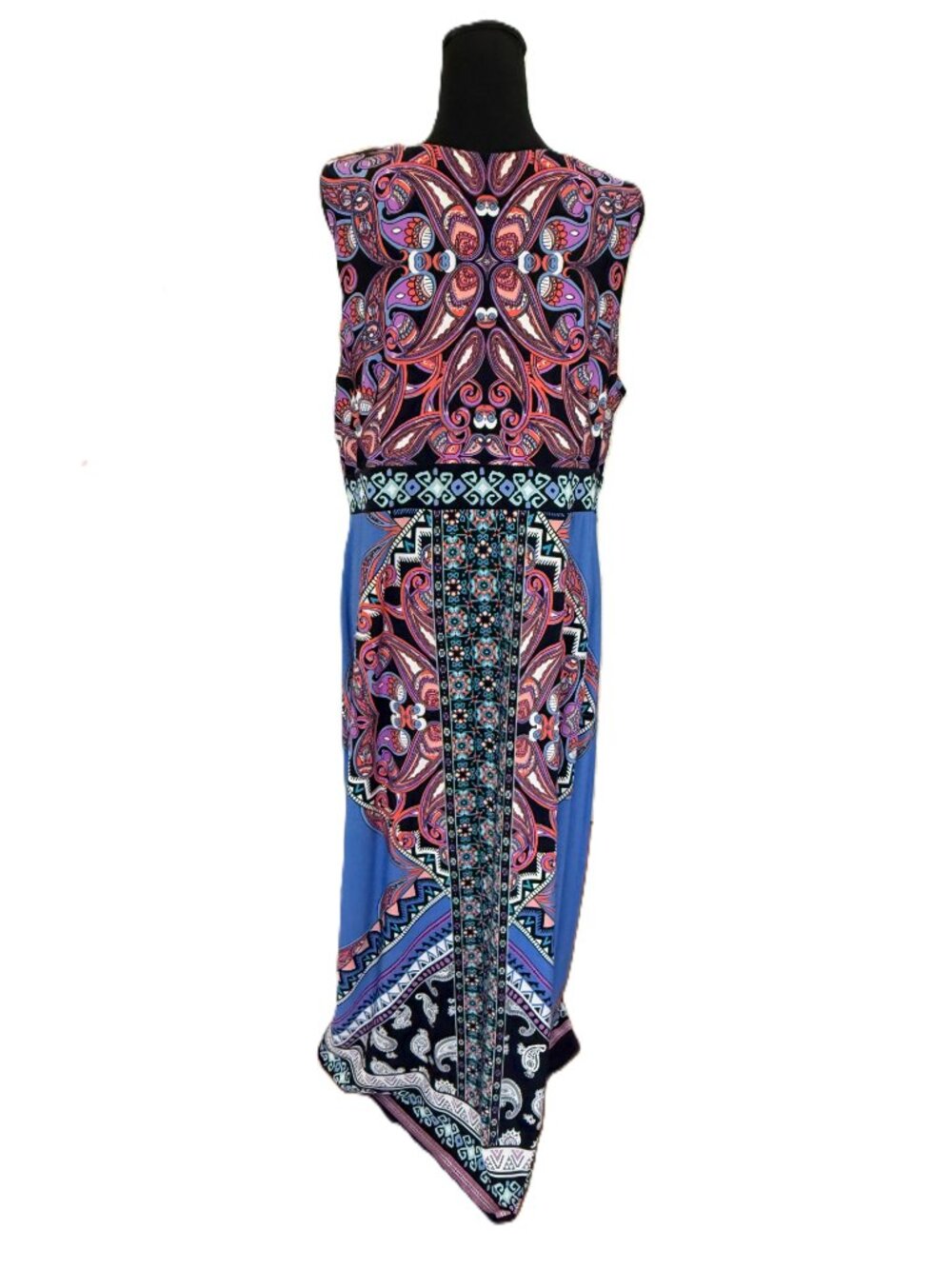 Studio One New York Blue Paisley Sleeveless Maxi Dress Boho | XL - Picture 6 of 7